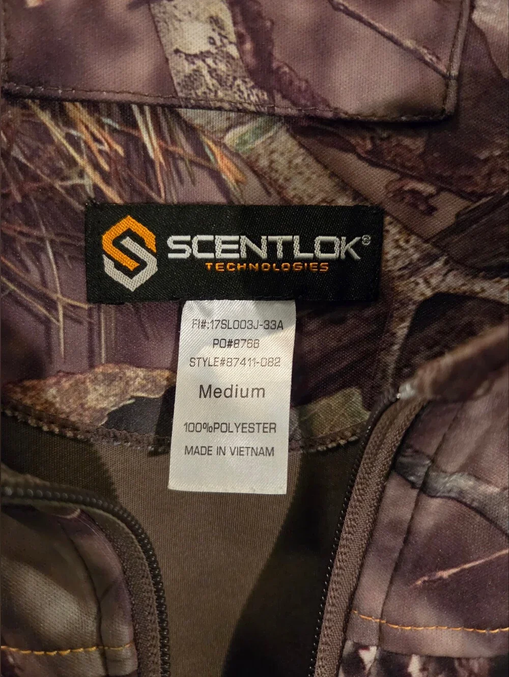 Scentlok Camo Savanna Hunting Full Zip Jacket with Orange Accents Size Medium